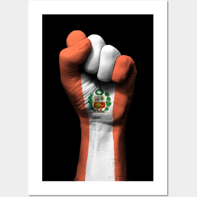 Flag of Peru on a Raised Clenched Fist Wall Art by jeffbartels